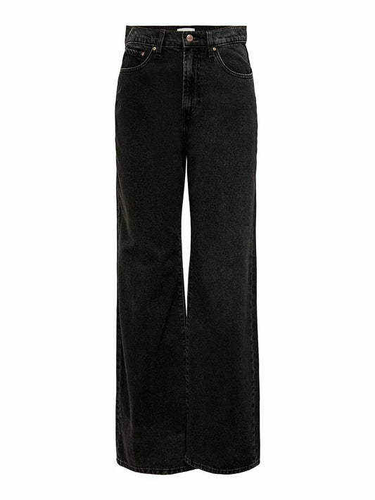 Only Femme Onlhope Ex Hw Wide Dnm Ana129 Noos Jeans, Black Denim, 25W / 30L EU