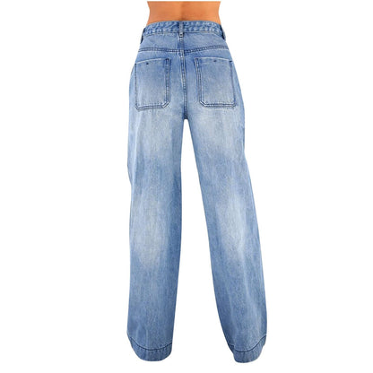 NUSGEAR 2024 Y2K Jean Taille Basse Style évasé pour Femme Coupe Droite Coupe Ample Style Jean pour Femme Taille Haute Évasé Vintage Jean Femme Taille Basse Jambe Large Pantalon Baggy Vintage