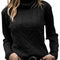 Joligiao Pull Femme Col Roulé Pullover Maille Torsadée à Manches Longues Femme Pulls Décontractés Pull Léger Coupe Classique Pullover Couleur Unie Chic Et Elegant Automne Hiver Noir M