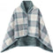 WINKEEY Femme Poncho Polaire Plaid Châle Polaire Cape Chaud d'hiver avec Boutons Couverture à Carreaux, Bleu Clair