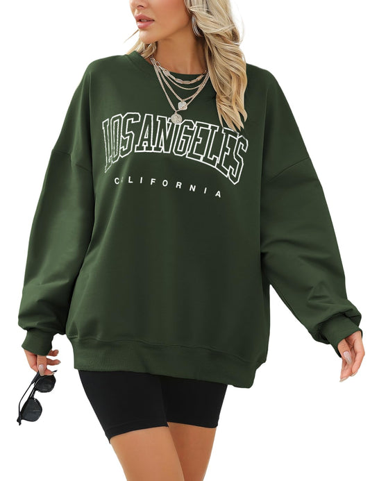 Voqeen Sweat Femme California Lettre Imprimé Sweatshirts Manches Longue Casual Hiver Chaud Col Rond Chic Hip Pop Tops Fitness Outdoor