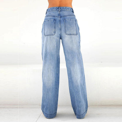 NUSGEAR 2024 Y2K Jean Taille Basse Style évasé pour Femme Coupe Droite Coupe Ample Style Jean pour Femme Taille Haute Évasé Vintage Jean Femme Taille Basse Jambe Large Pantalon Baggy Vintage