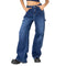 Nina Carter YY301 Jean carpenter pour femme - Jean stretch large au look usé avec jambes évasées, Bleu foncé (Yy301-9), M